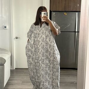 African fashion Ankara Black and White Patterned Bubu Kaftan
